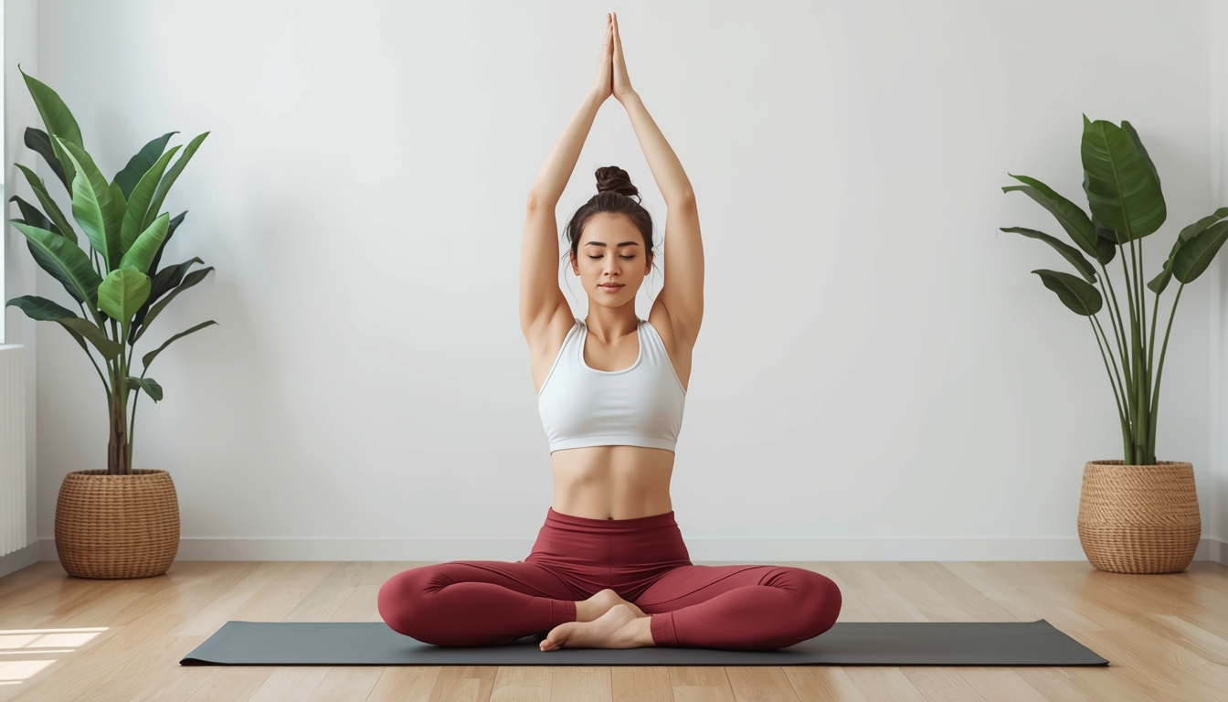 Person doing morning stretches and yoga for daily wellness routine